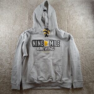 Nine Mile Brewing Hoodie Mens Large Gray Heather Pennant Pullover‎ Sweatshirt